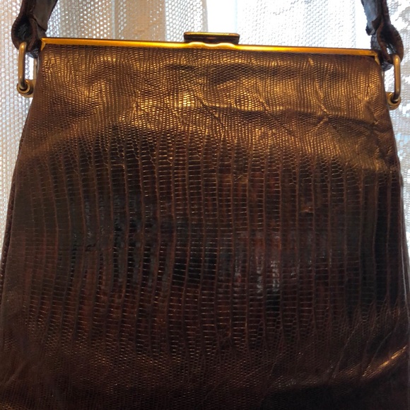 GENUINE! VINTAGE LIZARD? LEATHER HANDBAG - Picture 6 of 16